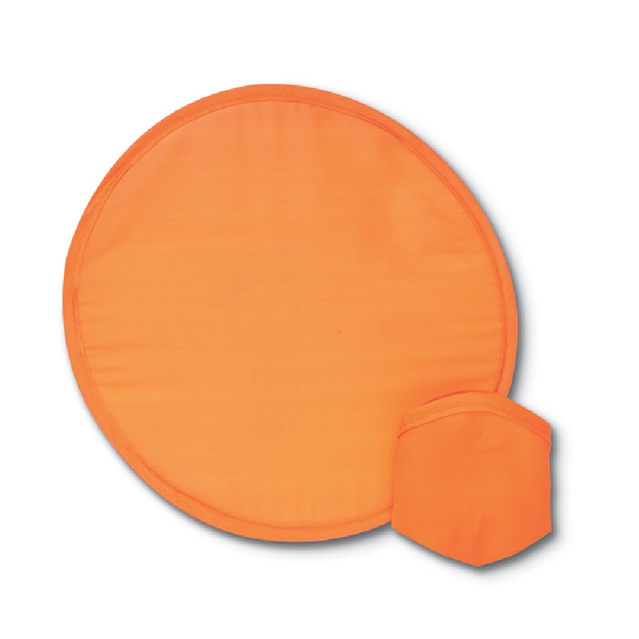 Składane frisbee pomarańczowe z poliestru w etui z tego samego materiału