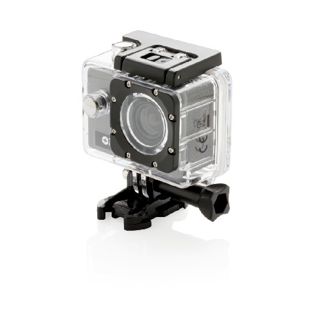 Kamera sportowa Full HD (1280*720P), 11 akcesoriów w komplecie, szeroki kąt nagrywania, funkcja 120 stopni, wbudowany akumulator o pojemności 650 mAh umożliwia nagrywanie do 1 godziny na 1 ładowaniu, wytrzymały uchwyt do robienia zdjęć selfie wykonany z ABS oraz pokrowiec podróżny Swiss Peak w komplecie