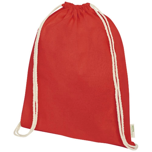 Czerwona torba z certyfikatem GOTS, worko-plecak bawełniany czerwony